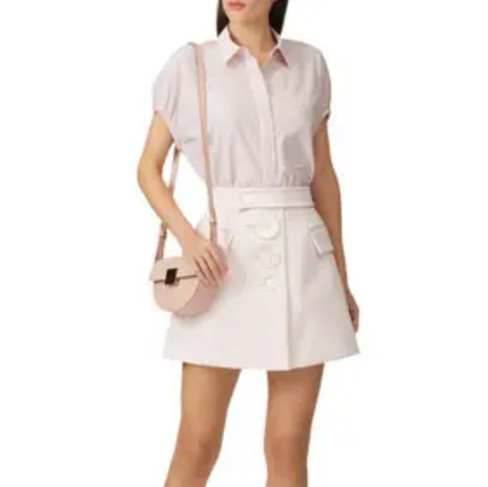 Acler Pale Pink A-Line Mini Skirt with Front Button Detail